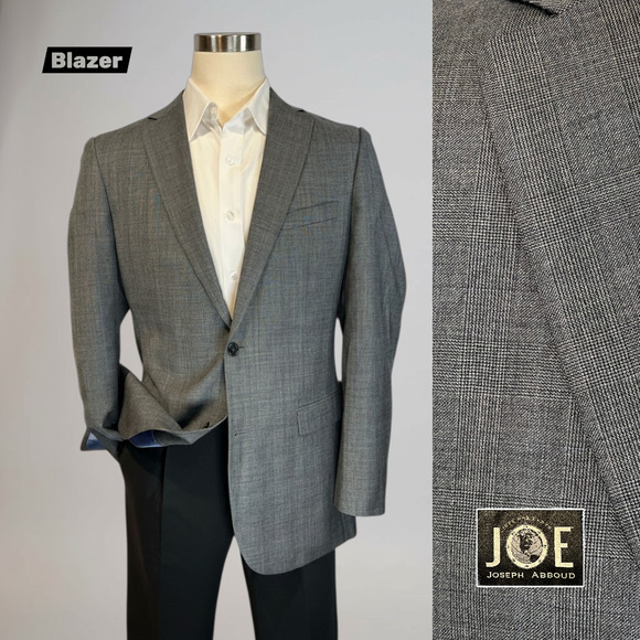 Joseph Abboud Other - New Joseph Abboud Mens 40-42L Gray Blue Plaid Blazer Suit Jacket NWOT